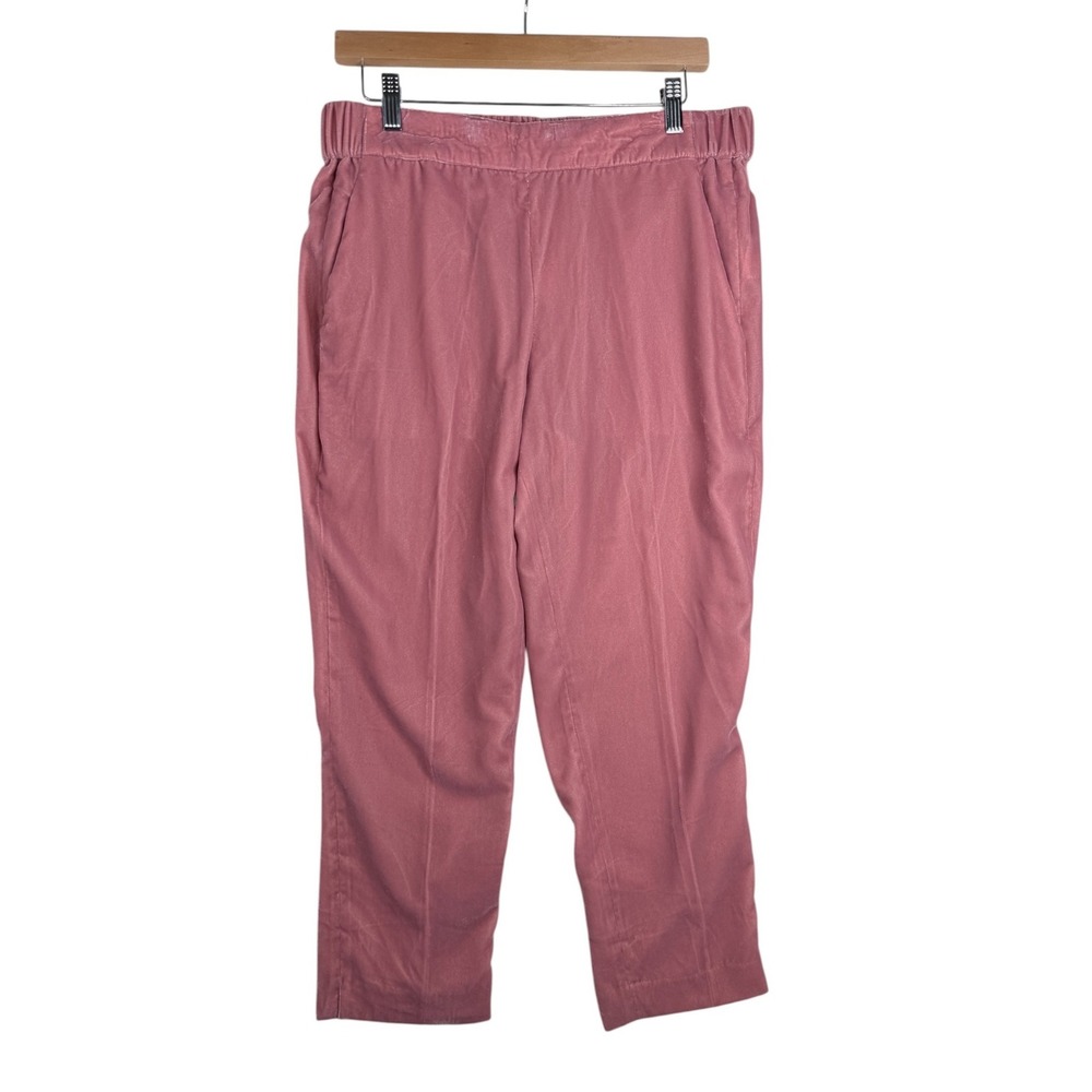 NWT J. Crew Womens Velvet Pull On Pants Size 10 Pink Elastic Waistband
